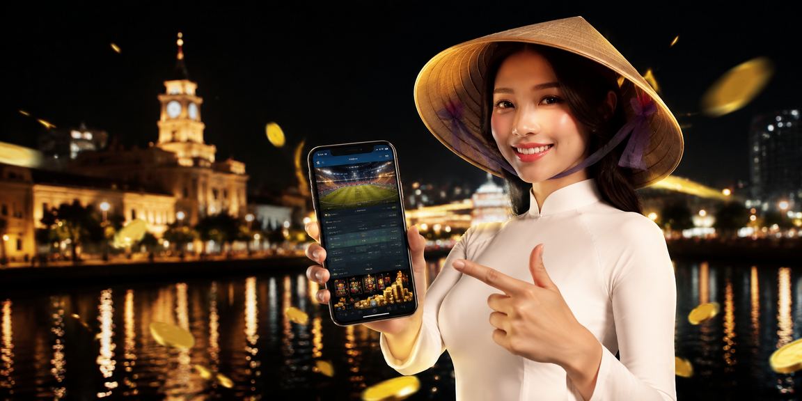 Người dùng Việt Nam đội nón lá trải nghiệm casino mobile tại TP. Hồ Chí Minh