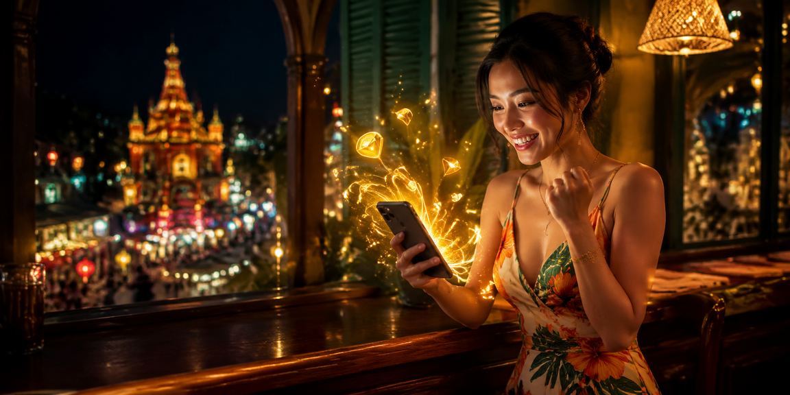 Người dùng Nha Trang thưởng thức cà phê và kiểm tra giao dịch thanh toán trên app 4725